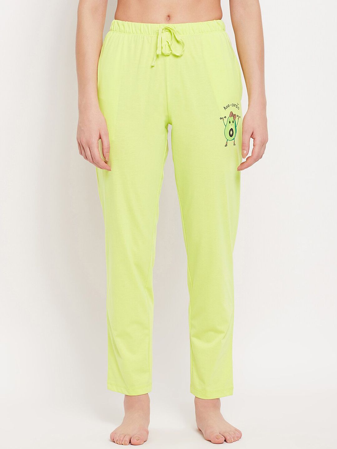 MADAME M SECRET Women Lime Green Solid Cotton Lounge Pants Price in India