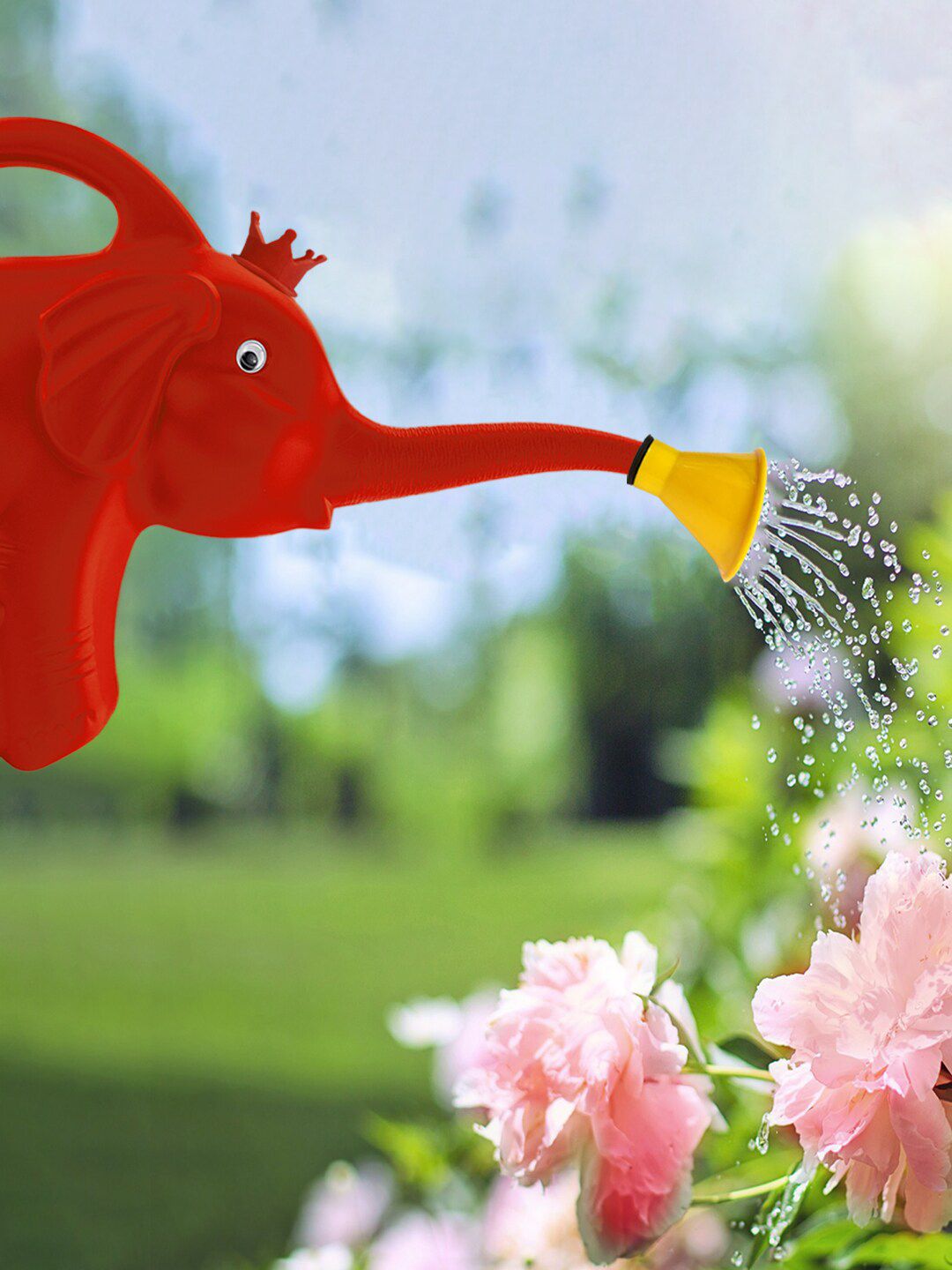 Kuber Industries Red Plastic Elephant Shape Watering Can Price in India