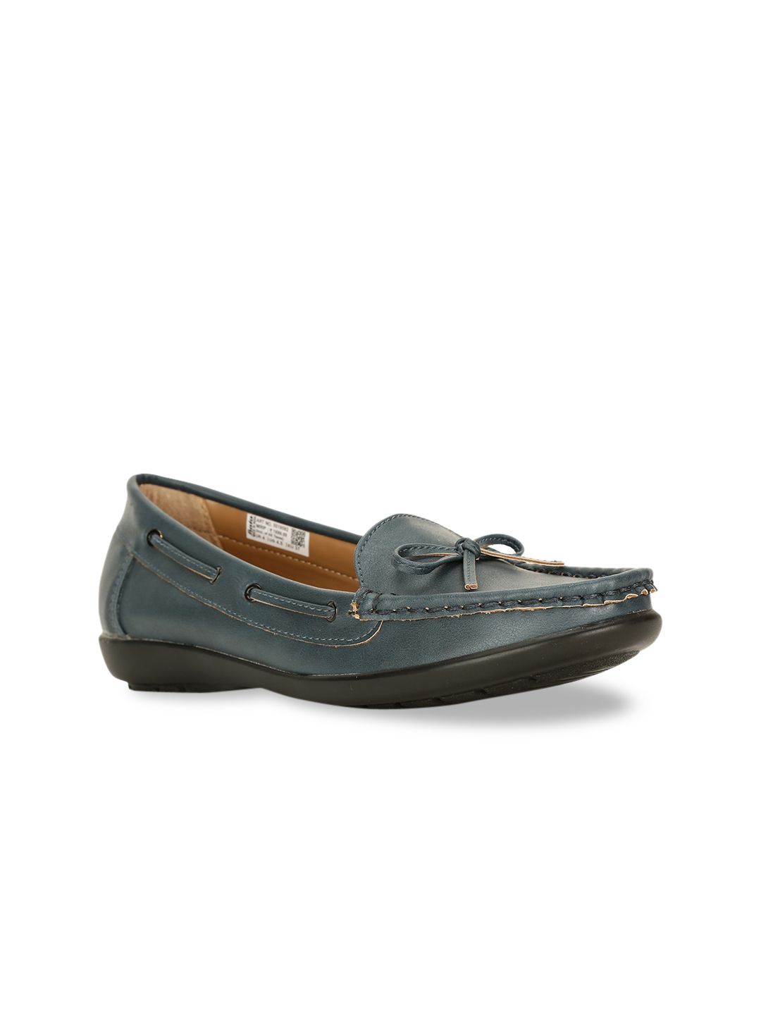 Bata Women Blue Textured Boat Shoes Price in India