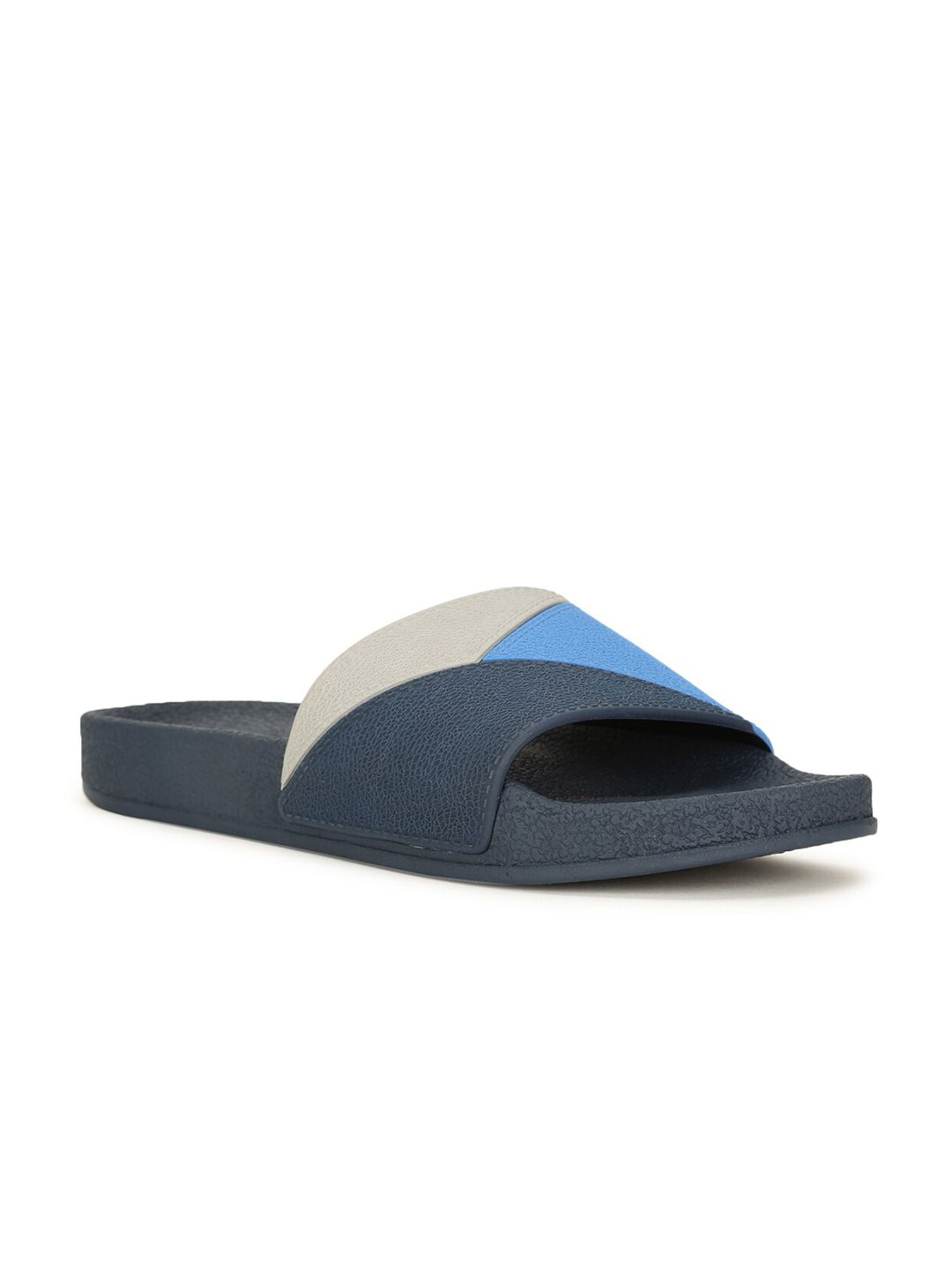 Bata Women Blue & Black Printed Sliders Price in India