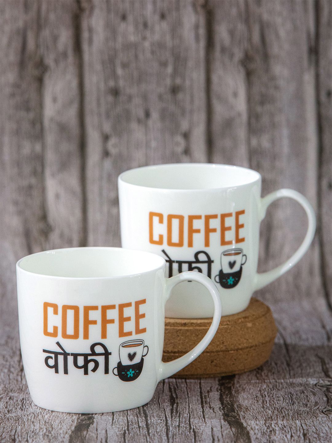 GOODHOMES White & Red Text or Slogans Printed Bone China Glossy Mugs Set of Cups and Mugs Price in India