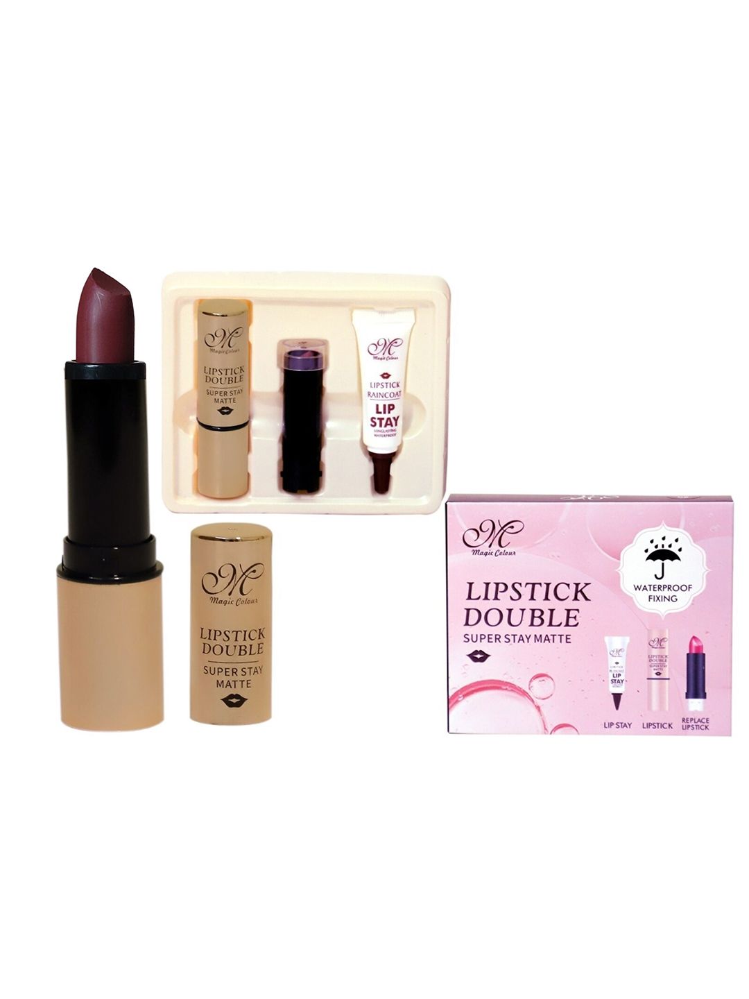 Magic Colour Set Of 3  Transfer Proof Lipstick Double Kit Price in India