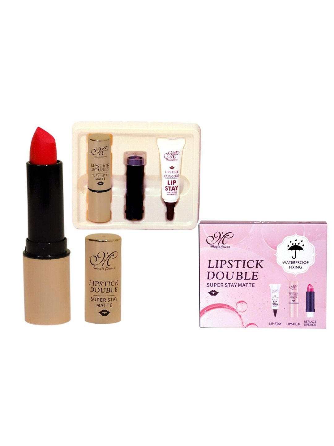 Magic Colour Transfer Proof Lipstick Double Kit 2 Lipsticks + 1 Lip Stay Gel, Rose Petal 15.6gm Price in India