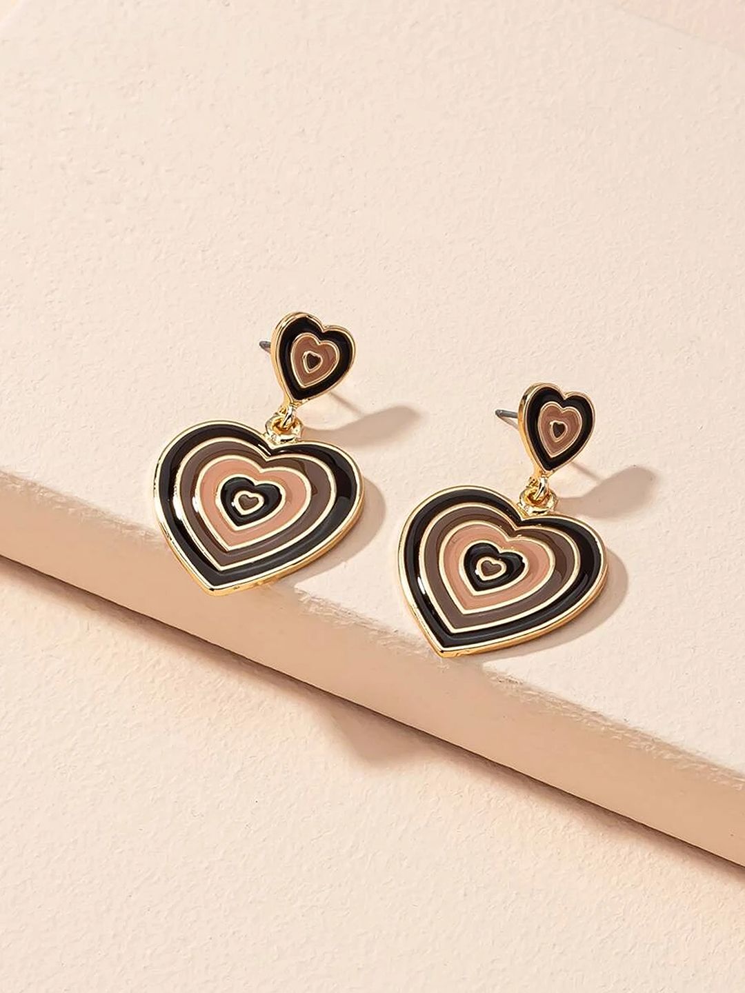 EL REGALO Black Heart Shaped Studs Earrings Price in India