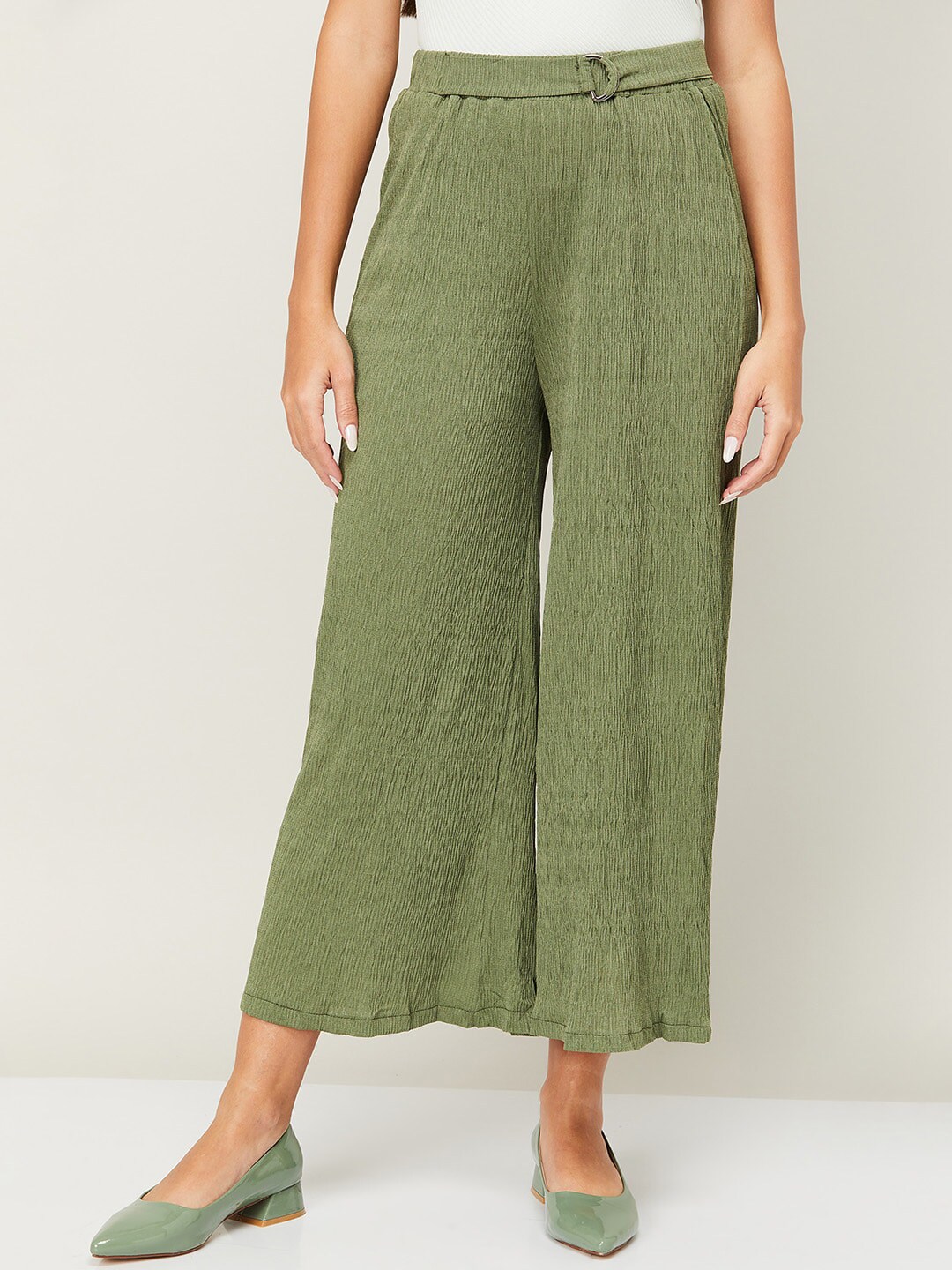 CODE by Lifestyle Women Olive Green Trousers Price in India