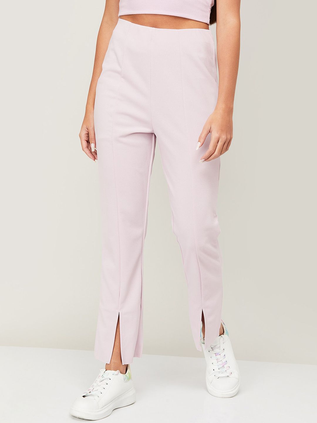 Ginger by Lifestyle Women Purple High-Rise Trousers