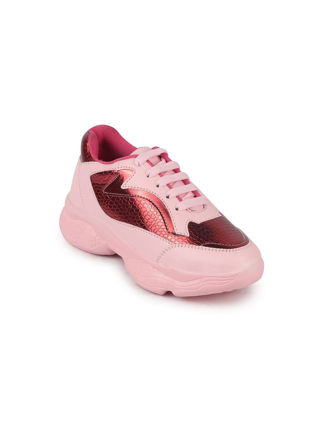 FAUSTO Women Pink & Copper Running Non-Marking Shoes Price in India