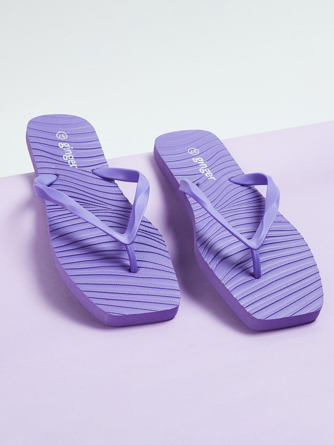 Ginger by Lifestyle Women Purple Striped Thong Flip-Flops Price in India