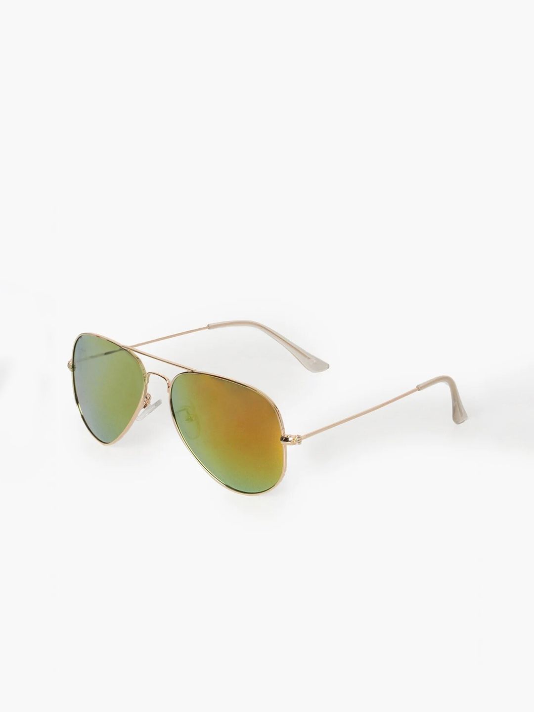 MTV Unisex Gold Lens & Gold-Toned Aviator Sunglasses with UV Protected Lens Price in India