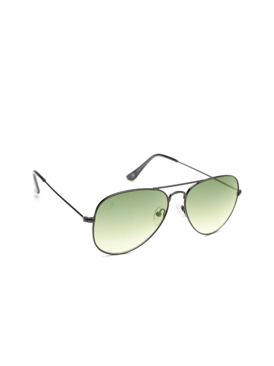 MTV Unisex Green Lens & Black Aviator Sunglasses with UV Protected Lens Price in India