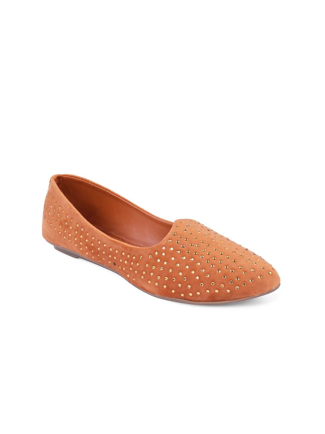 XE LOOKS Women Tan Textured Ballerinas with Laser Cuts Flats Price in India