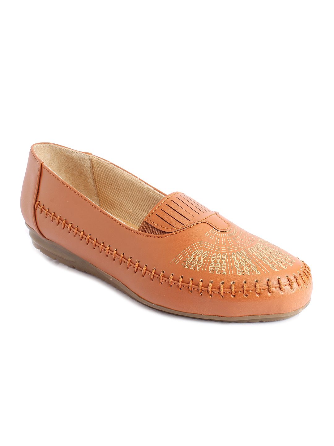 XE Looks Women Tan Textured Ballerinas Flats