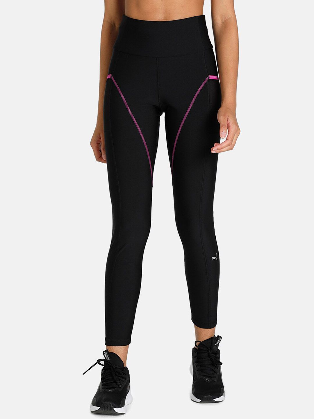 Puma Women Black Solid Slim-Fit Ankle-Length Tights Price in India