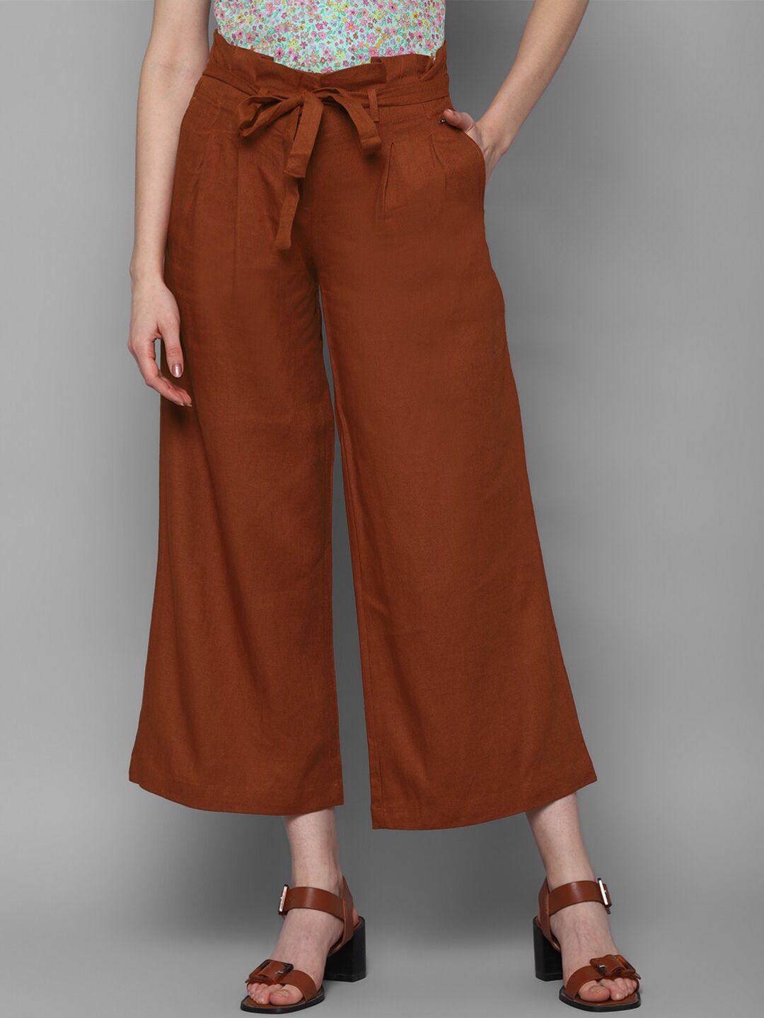 Allen Solly Woman Women Maroon Pleated Trousers Price in India