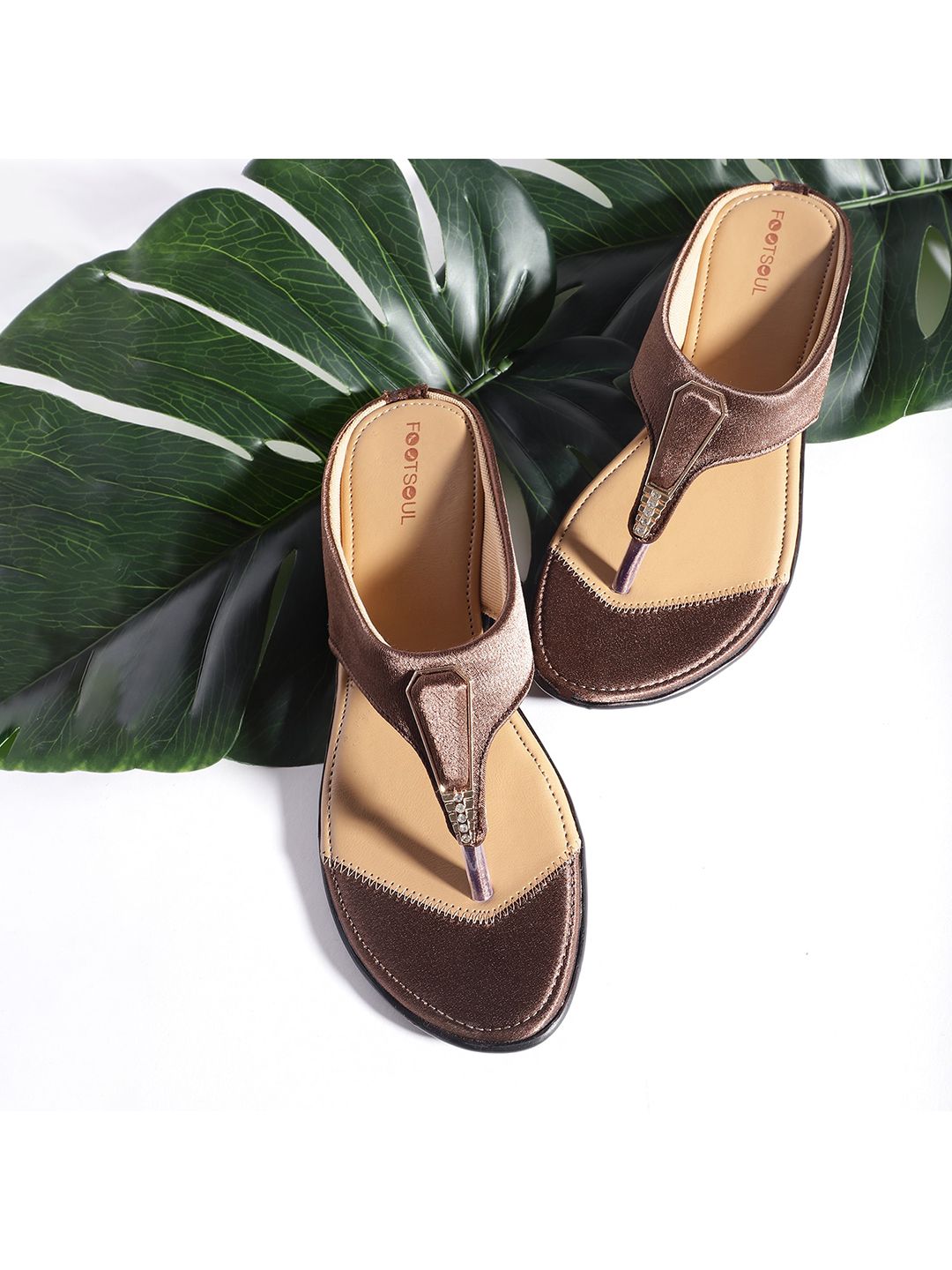 FOOTSOUL Women Rose Gold Open Toe Flats Price in India