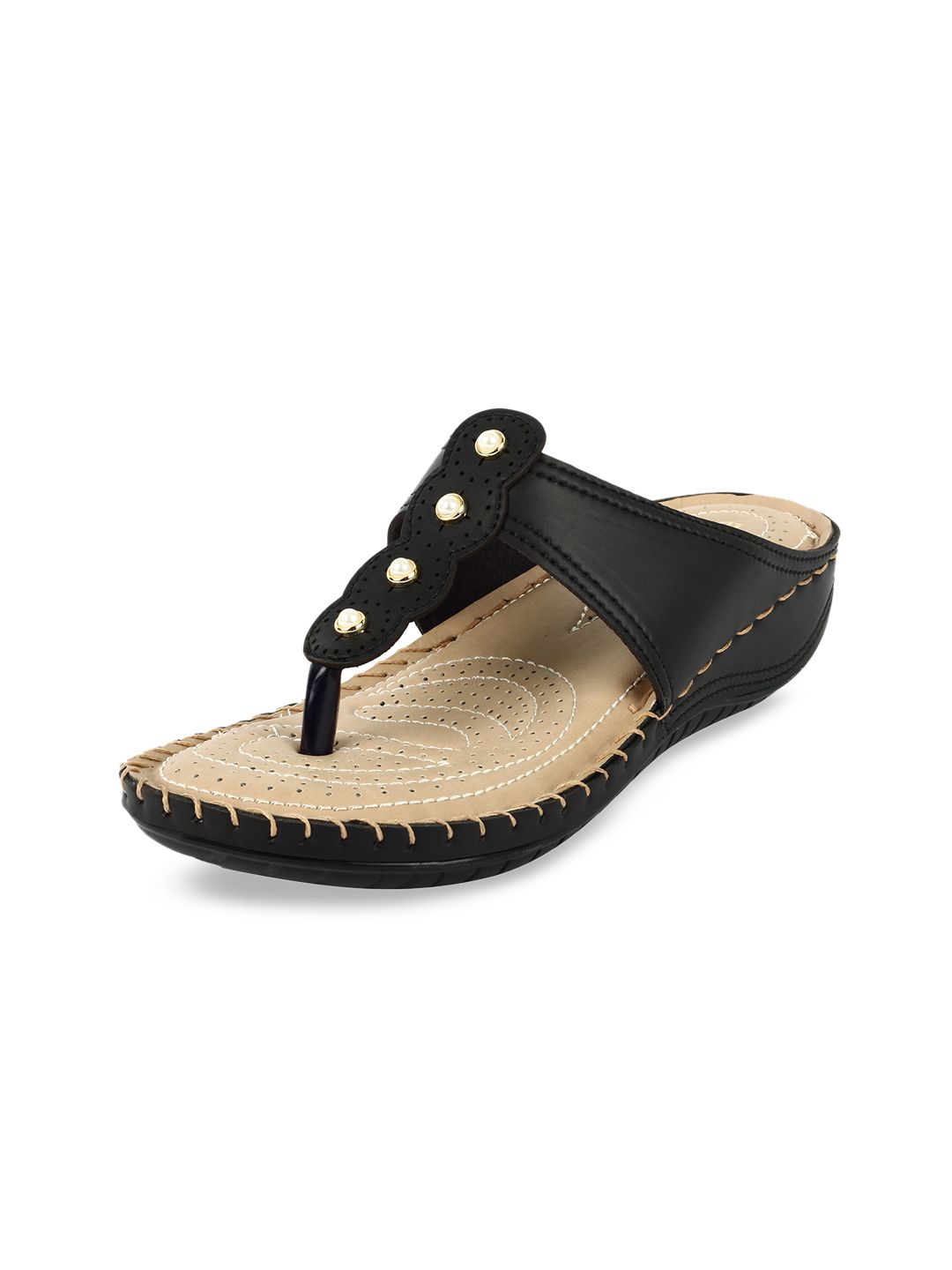 XE LOOKS Women Black T-Strap Flats Price in India