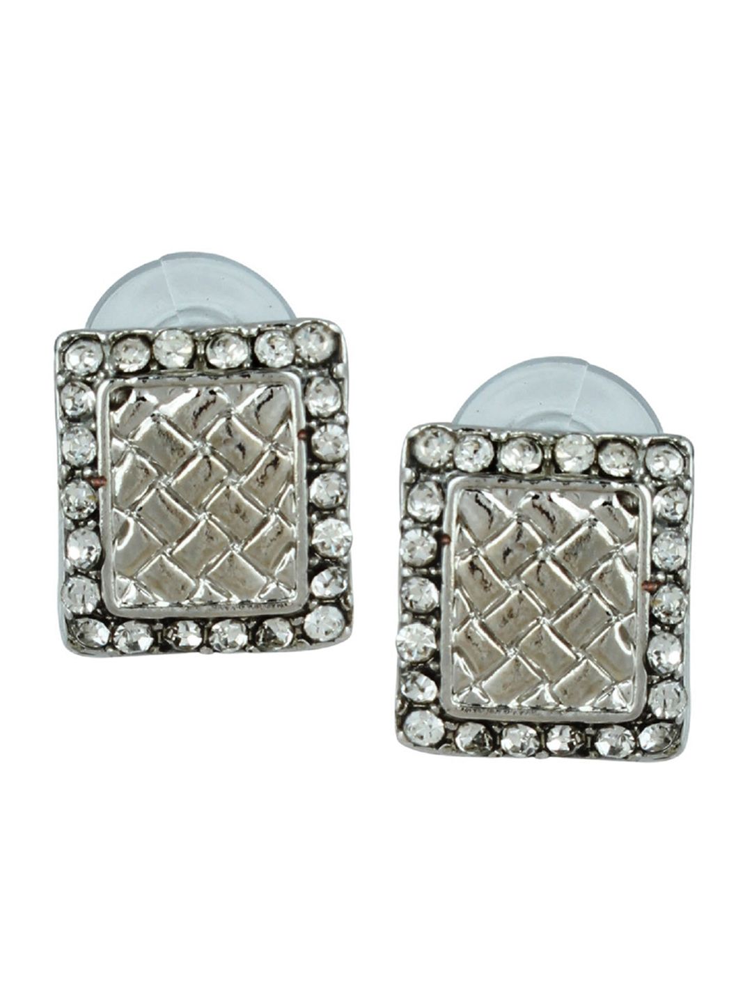 Kshitij Jewels Silver-Toned Contemporary Studs Earrings Price in India