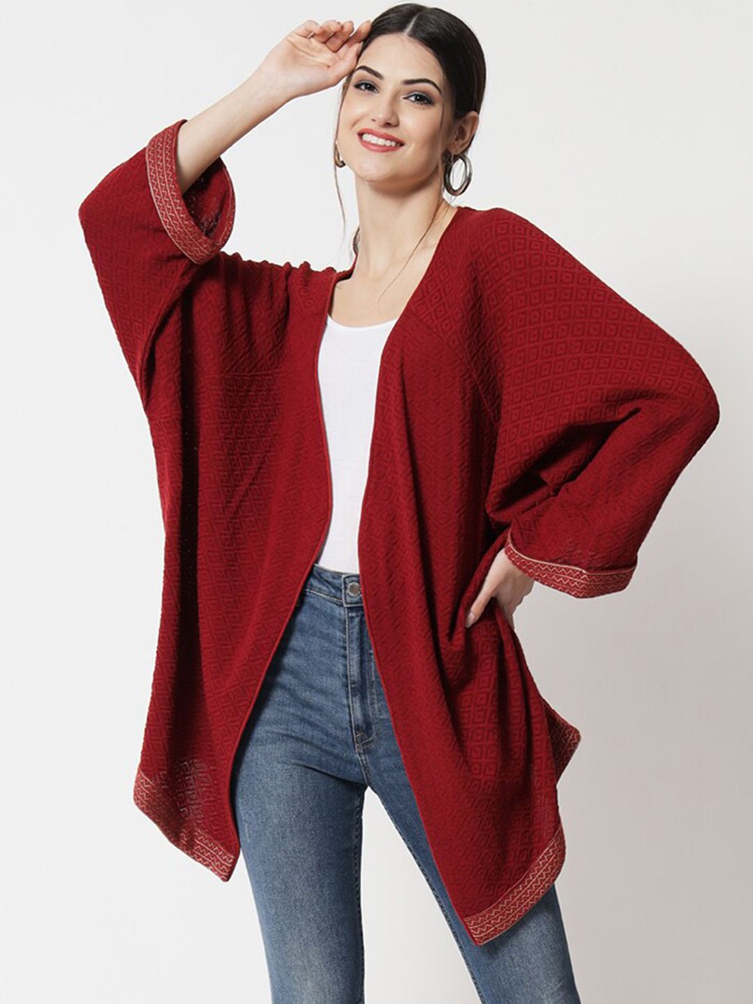 KEIKO Women Maroon Shrug