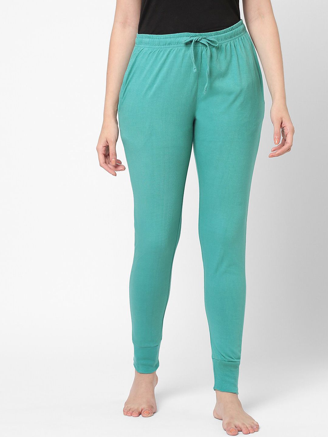 Inner Sense Women Turquoise Blue Organic Cotton Lounge Pants Price in India