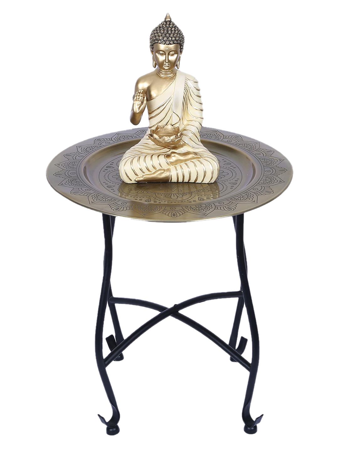 HomeTown Gold Toned Nelumbra Metal Accent Table Price in India