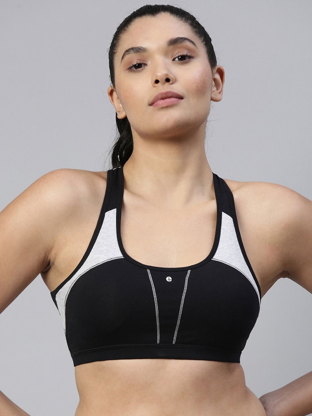 Enamor Black Non-Wired Removable Pads High Coverage Medium Impact Sports Bra SB08 Price in India