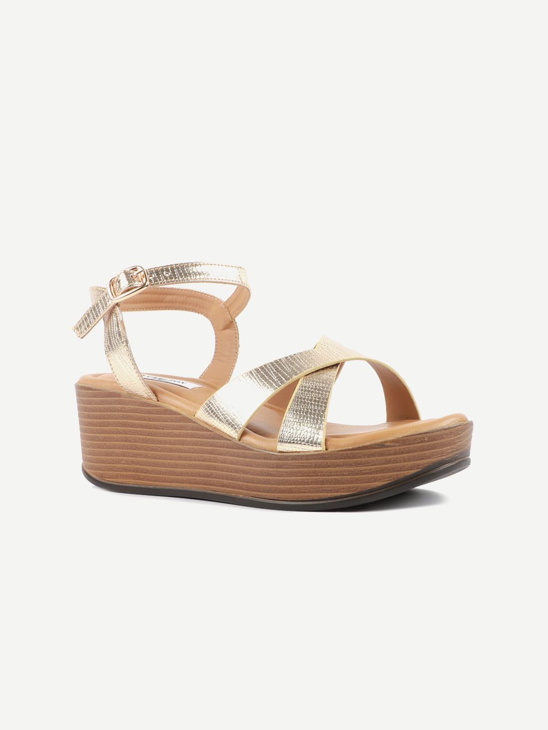 Carlton London Gold-Toned Wedge Sandals Price in India