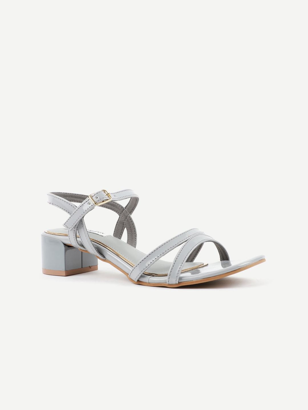 Carlton London Grey Block Sandals with Buckles Price in India