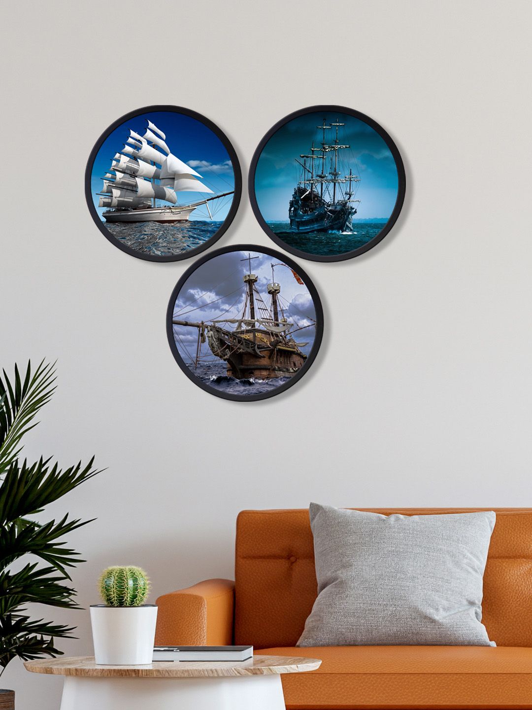 999Store Set Of 3 Printed Round Wall Art Price in India