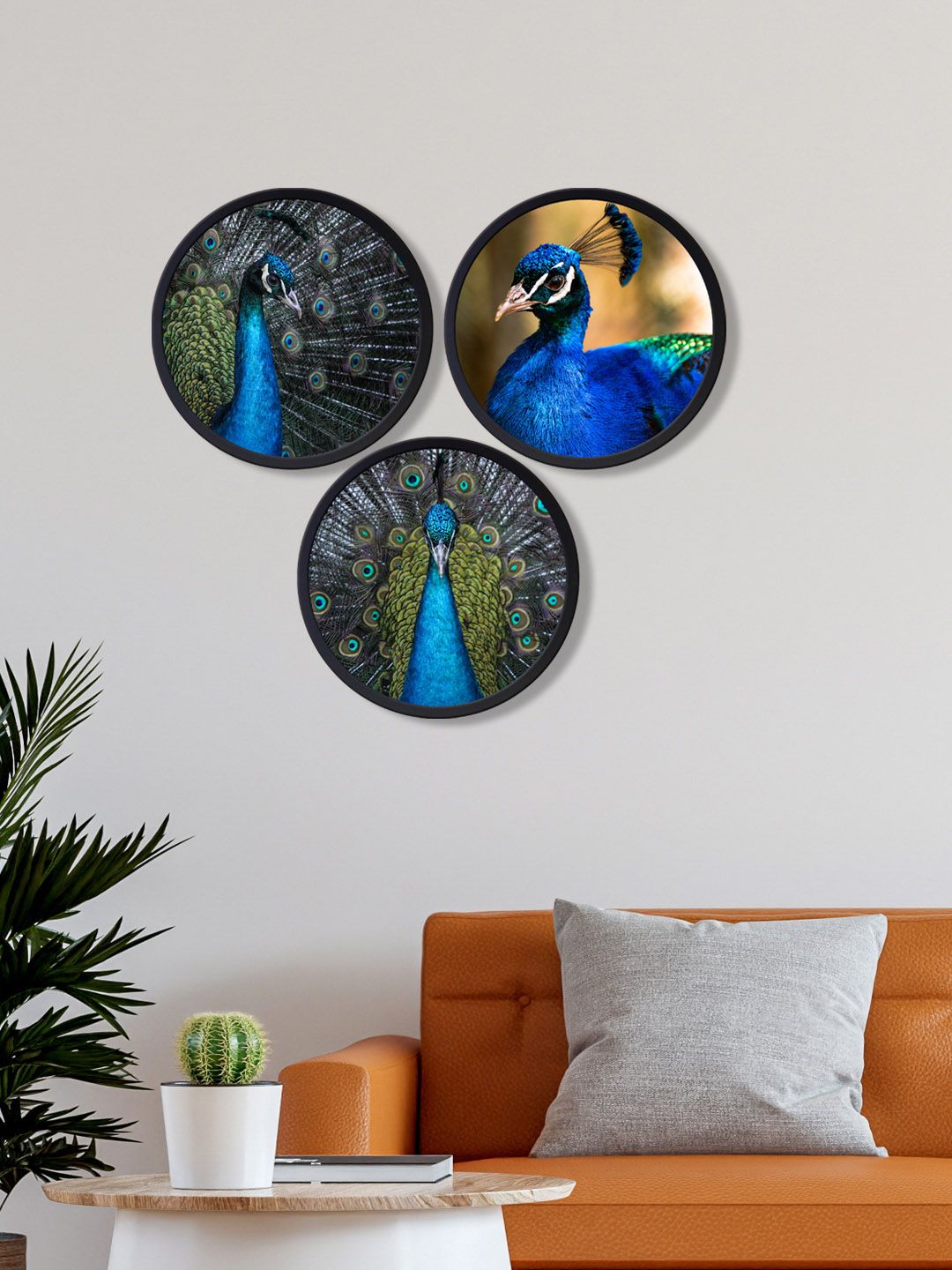 999Store Set Of 3 Peacocks Canvas Wall Art Price in India