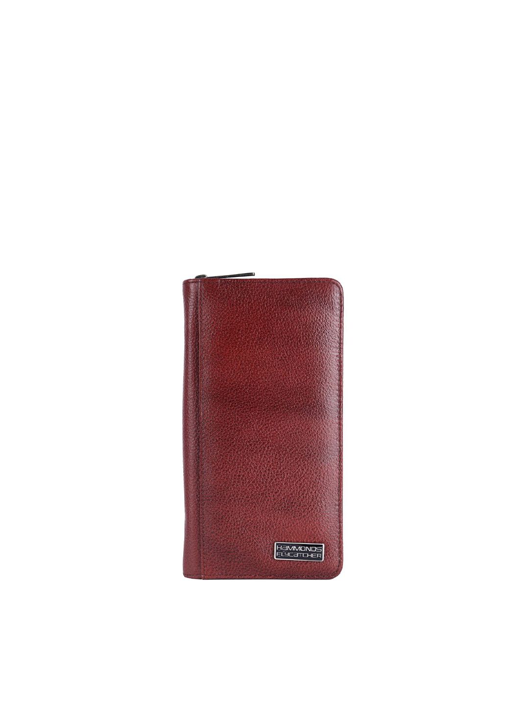 HAMMONDS FLYCATCHER Unisex Brown Zip Detail Leather Passport Holder Price in India