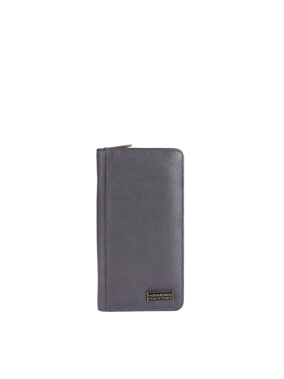 HAMMONDS FLYCATCHER Unisex Grey Zip Detail Leather Passport Holder Price in India