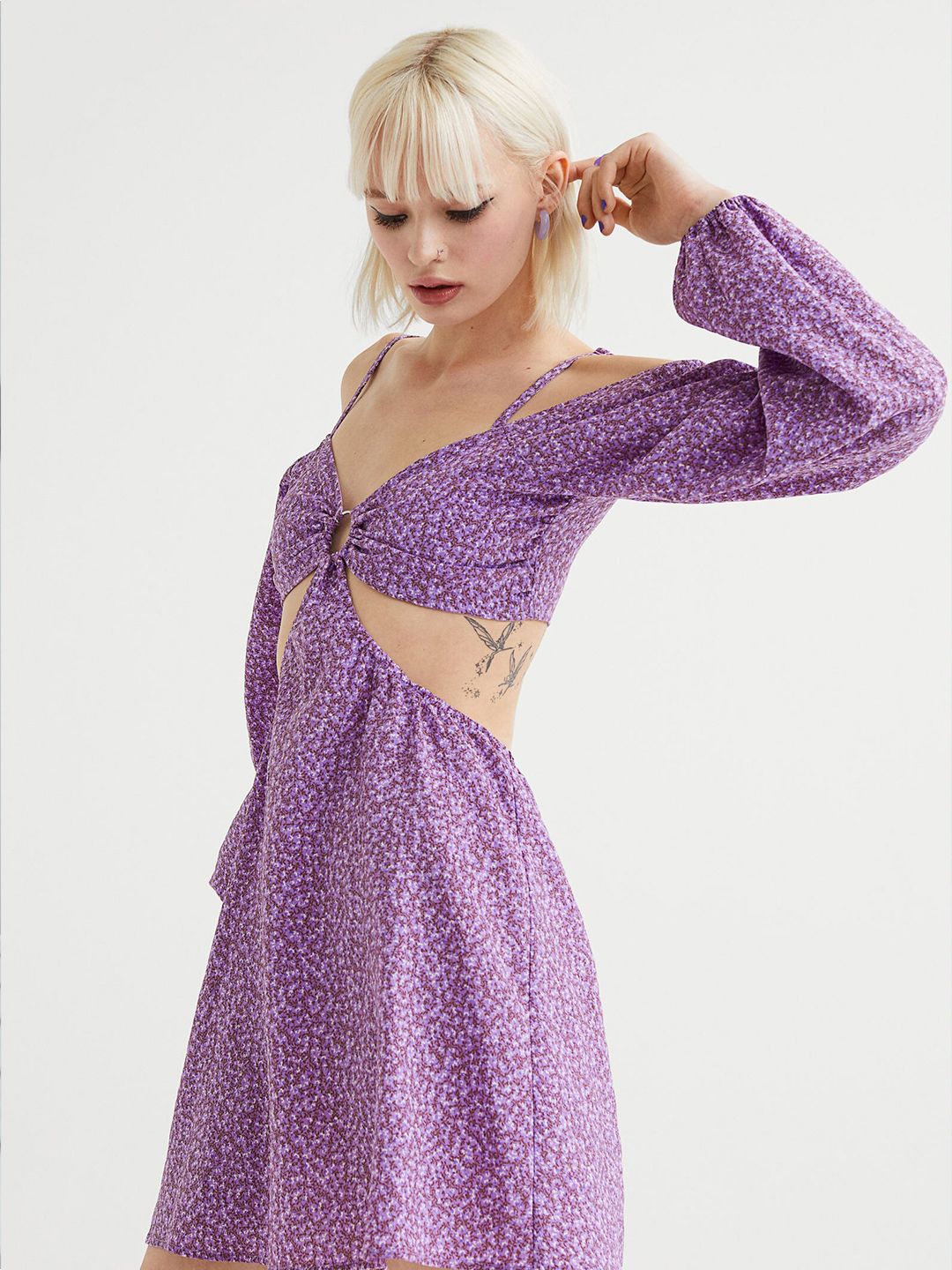 H&M Purple Short Cut-Out Dress Price in India