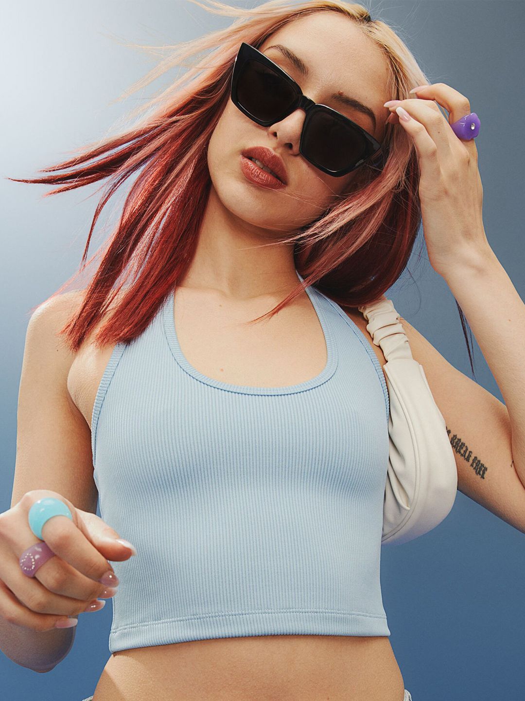 H&M Blue Halterneck Cropped Top
