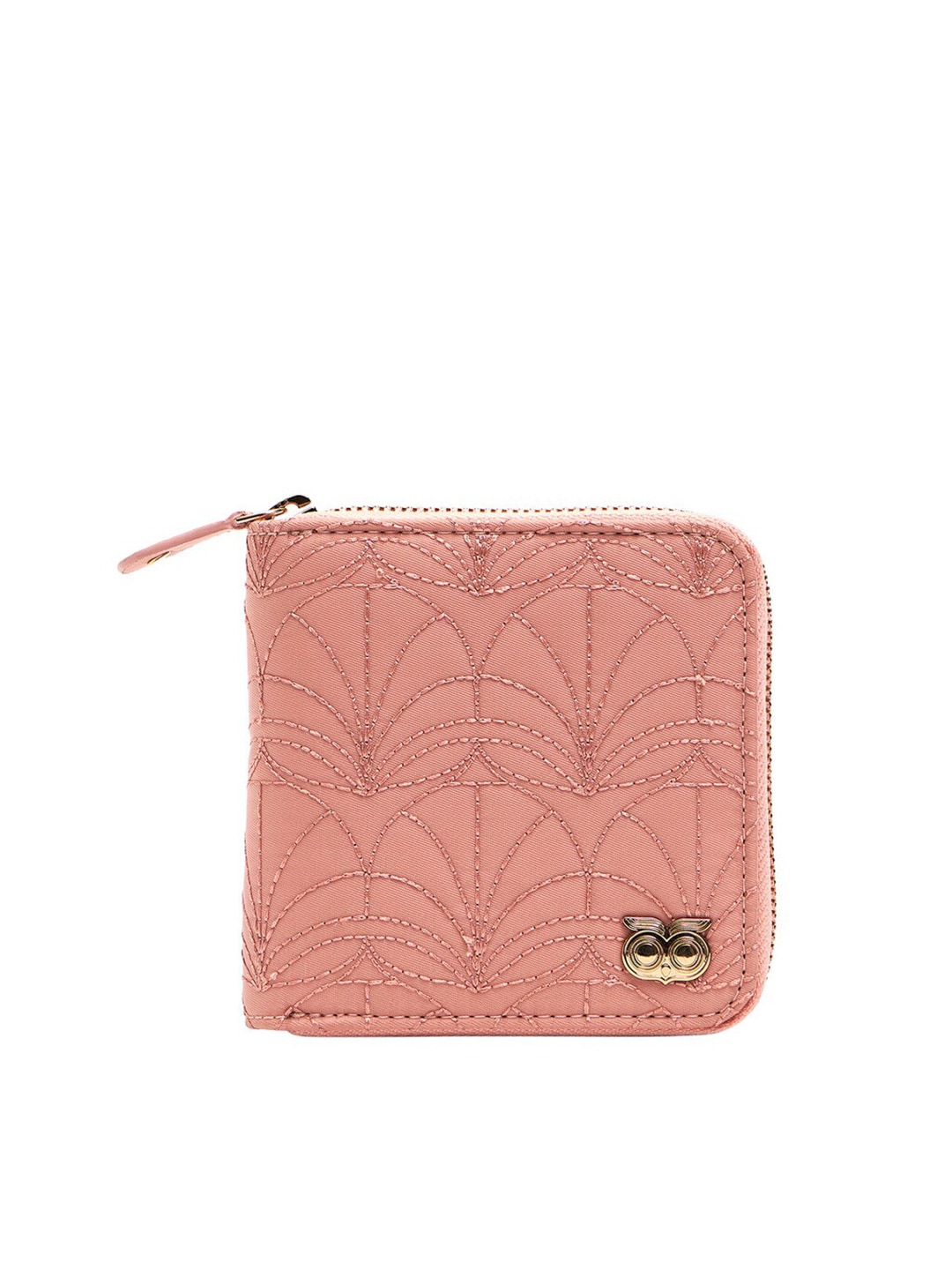 Chumbak Women Pink & Gold-Toned Floral Textured PU Two Fold Wallet Price in India