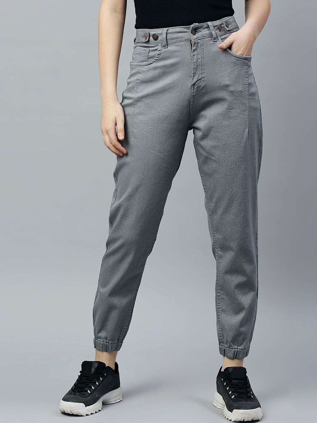 High Star Women Grey Jogger High-Rise Stretchable Jeans Price in India
