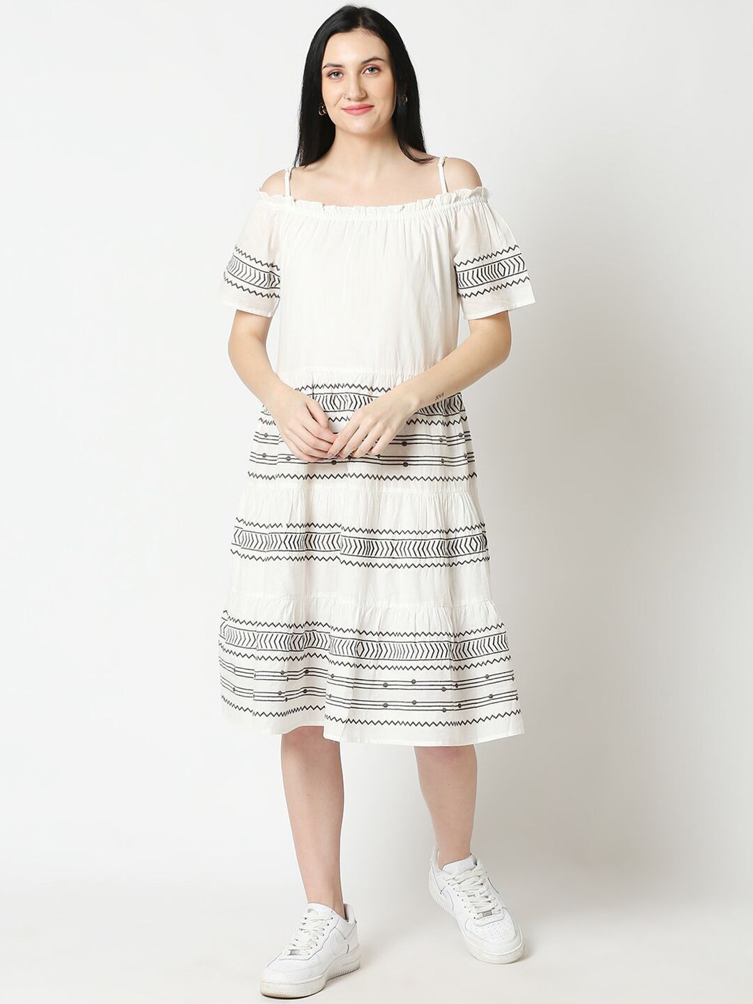 Aanyor White Off-Shoulder Dress Price in India