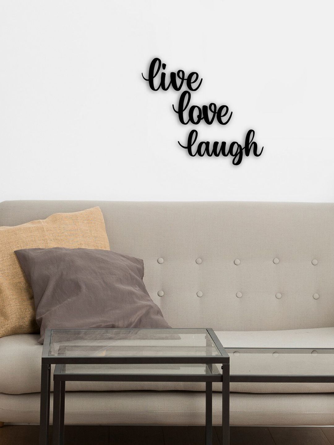 eCraftIndia Black Live Love Laugh Wooden Wall Decor Price in India