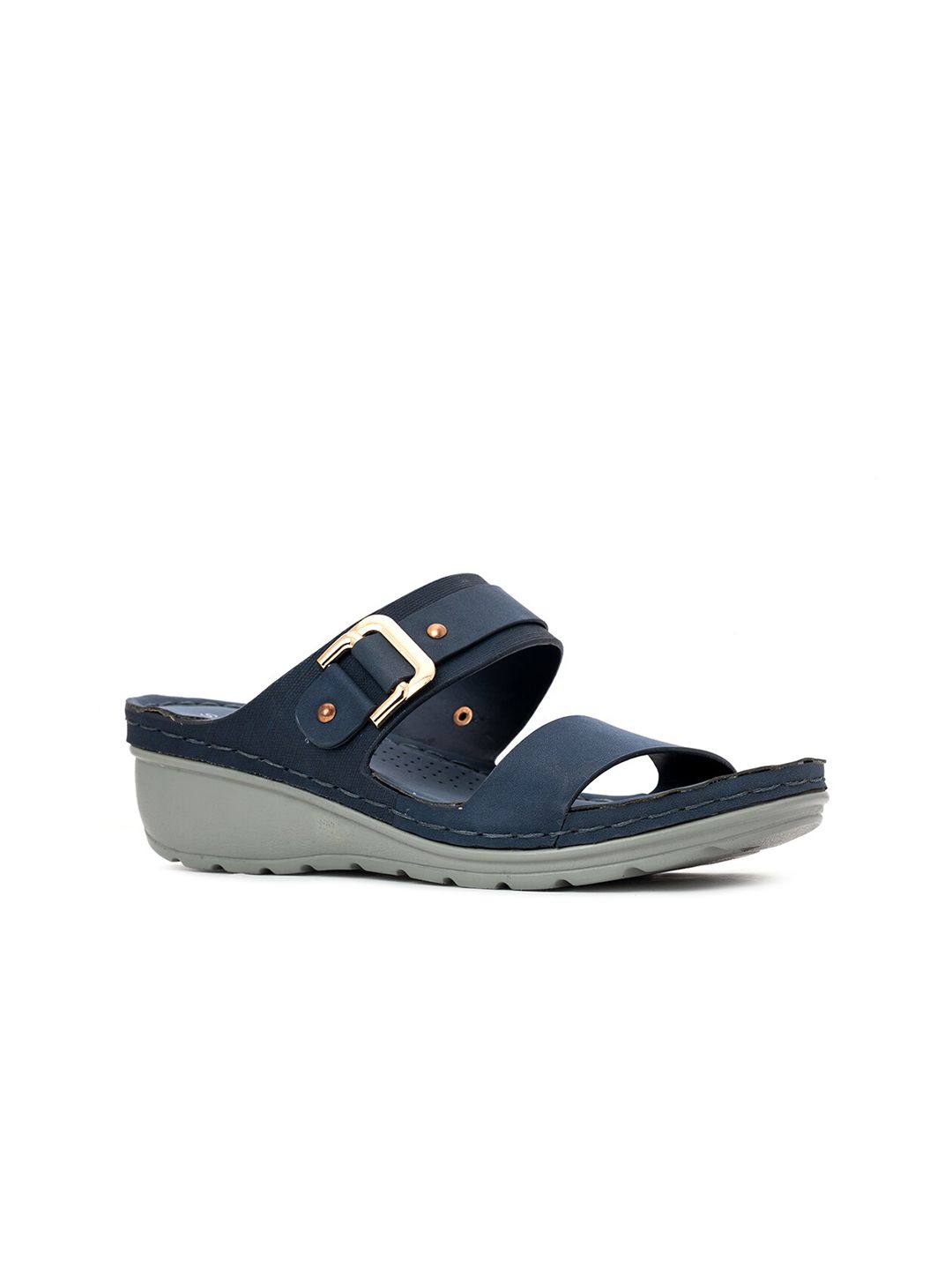 Khadims Blue Wedge Sandals with Buckles Price in India