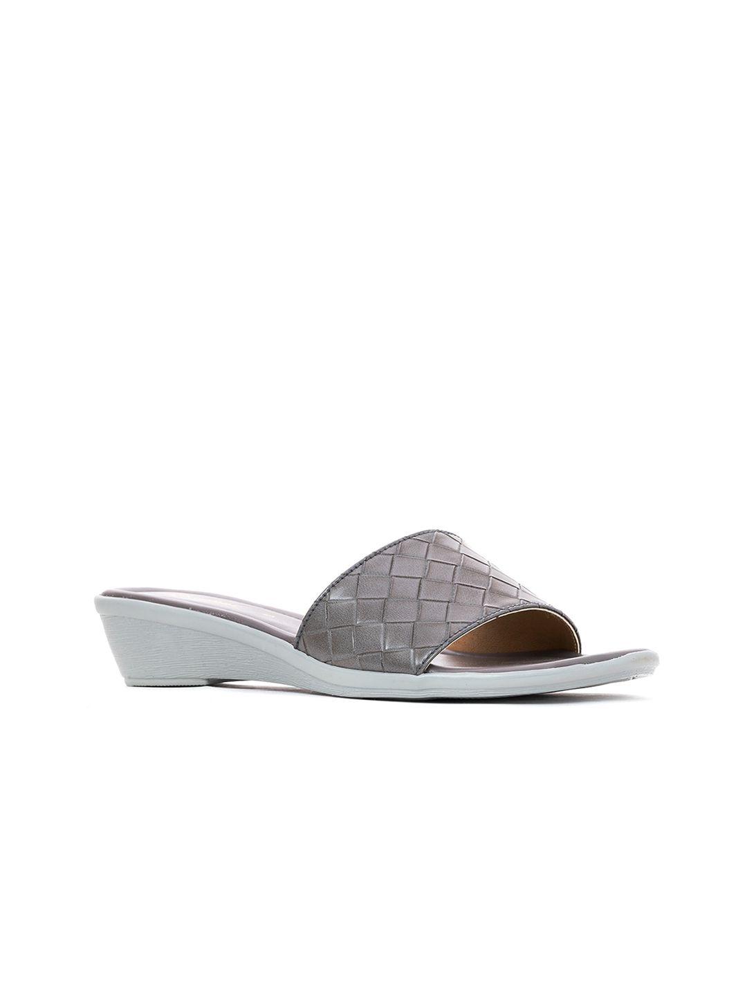 Khadims Grey Textured Comfort Sandals Price in India