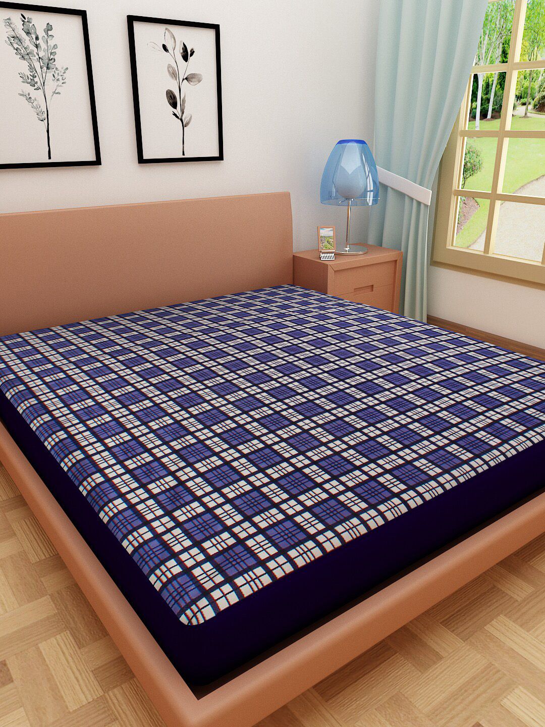 DREAM CARE Blue Checked Mattress Protector