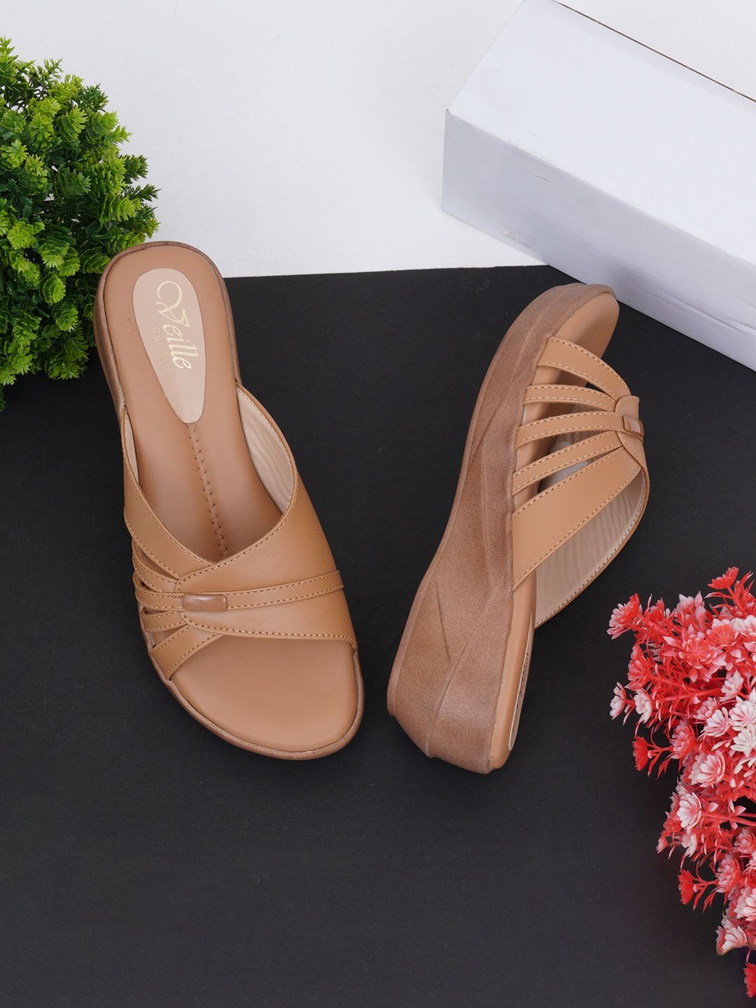 VEILLE Beige Peep Toes with Buckles Price in India