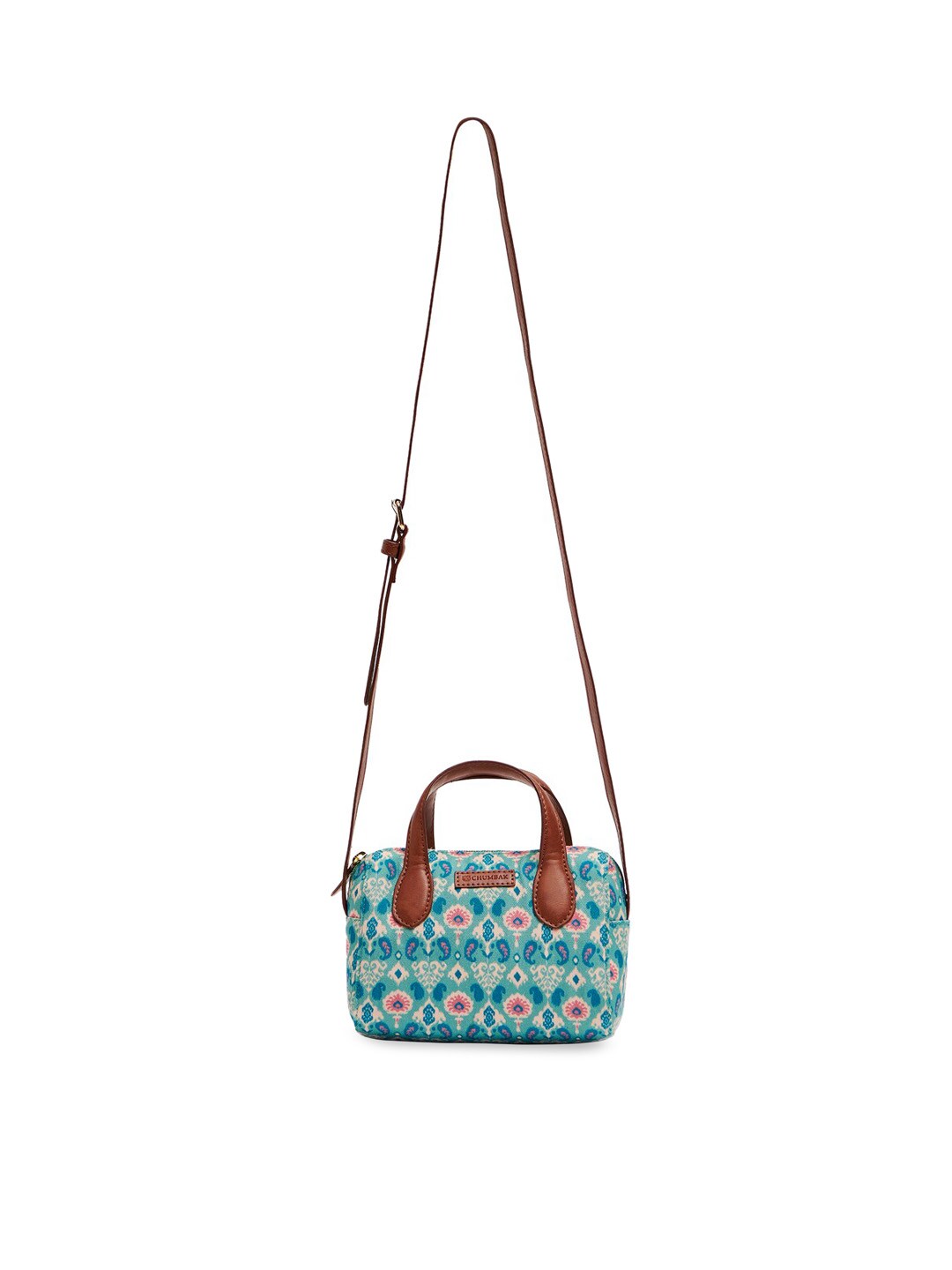Chumbak Teal Printed PU Structured Sling Bag with Quilted Price in India