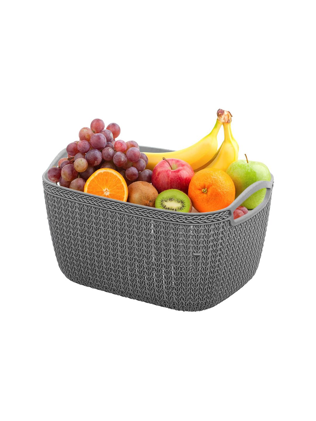 Kuber Industries Set Of 2 Grey Textured Fruit & Vegetable Basket Price in India