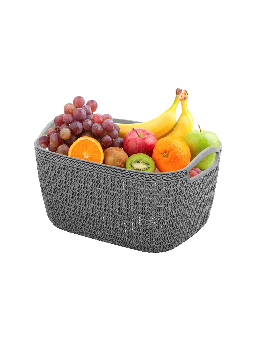Kuber Industries Set Of 3 Grey Textured Fruit & Vegetable Basket Price in India