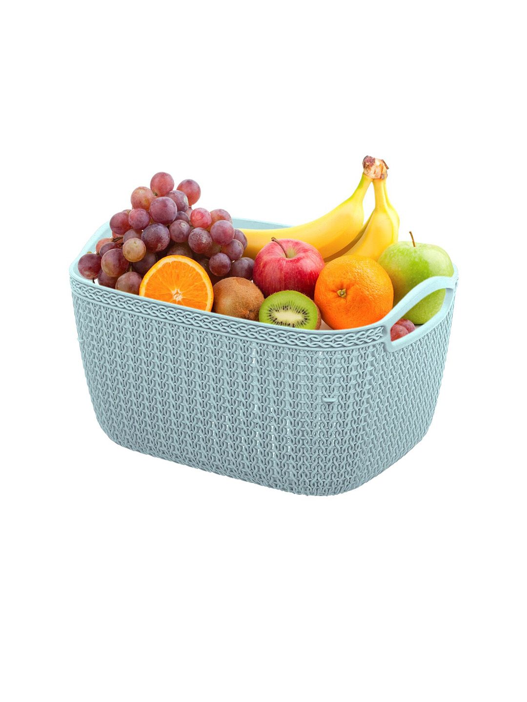 Kuber Industries Set Of 4  Grey & Blue Textured Plastic Baskets Price in India