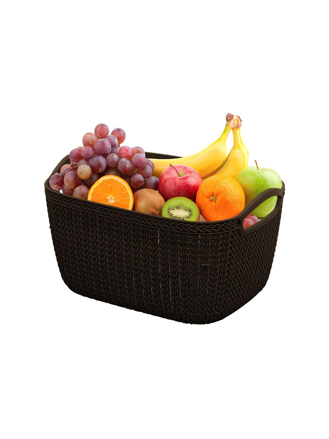 Kuber Industries Set Of 4 Grey & Brown Solid Storage Basket Price in India