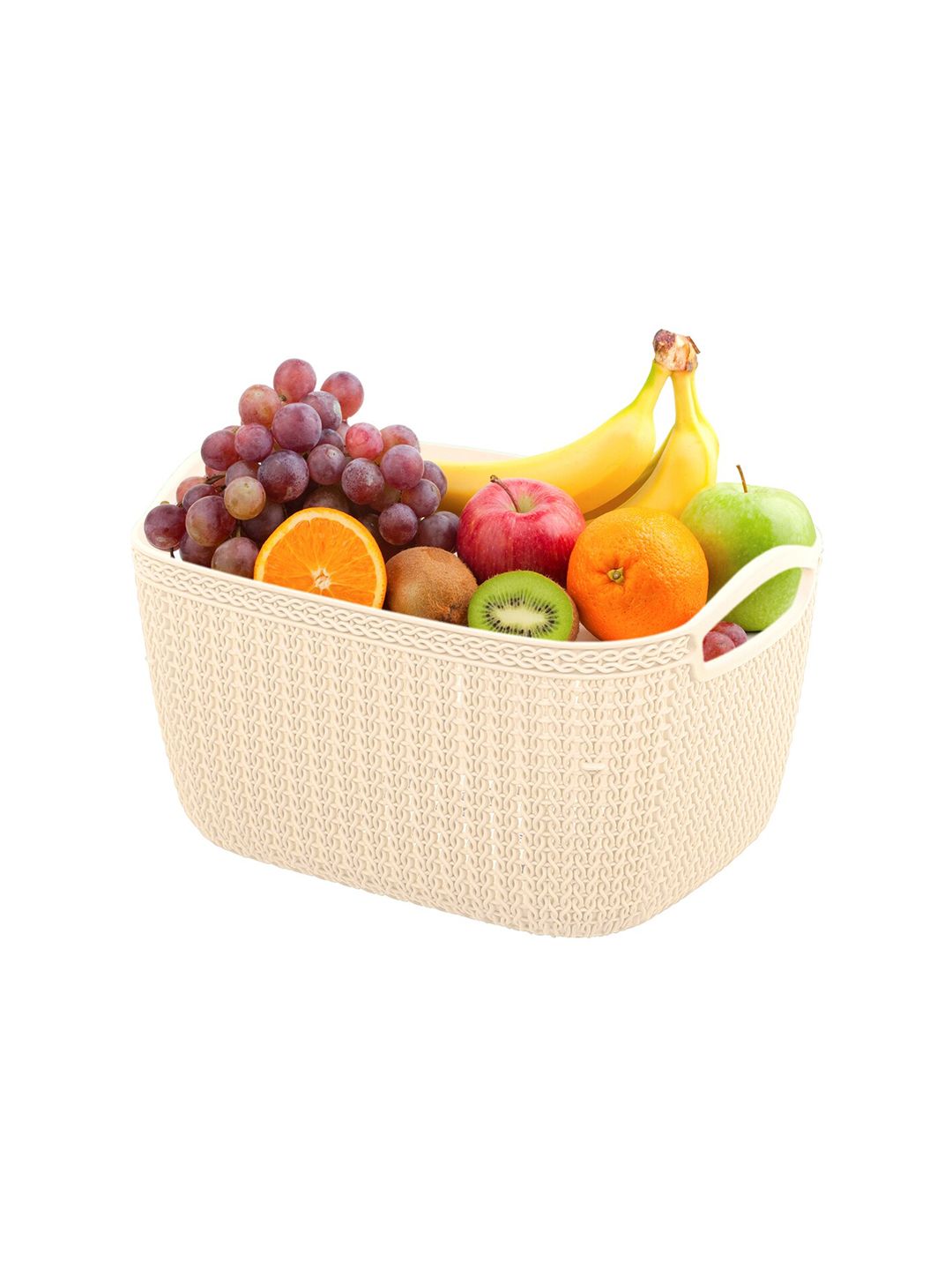 Kuber Industries Cream-Coloured Solid Multiuses Unbreakable Plastic Storage Basket Price in India