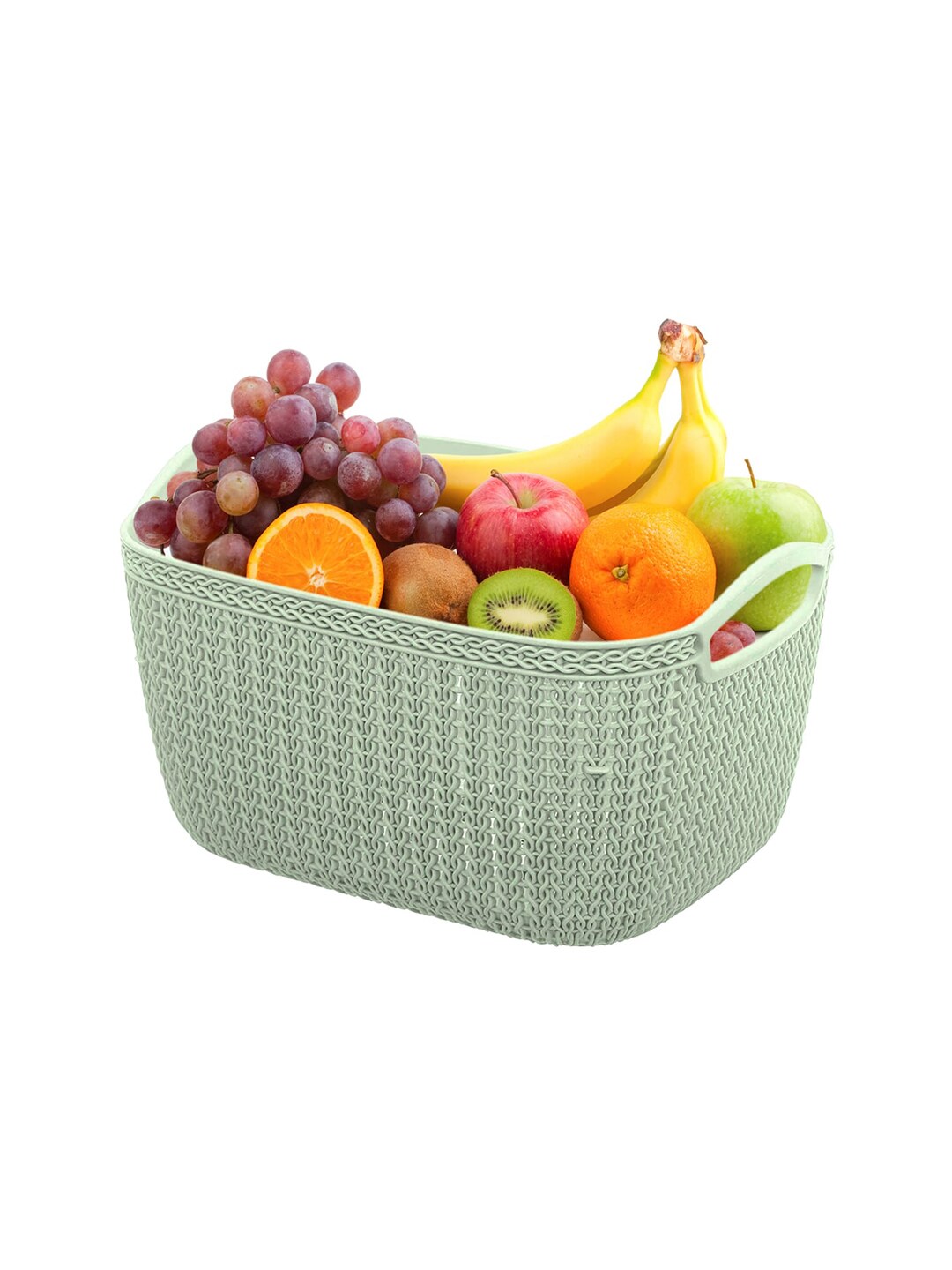 Kuber Industries Set Of 3  Green Textured Plastic Baskets Price in India