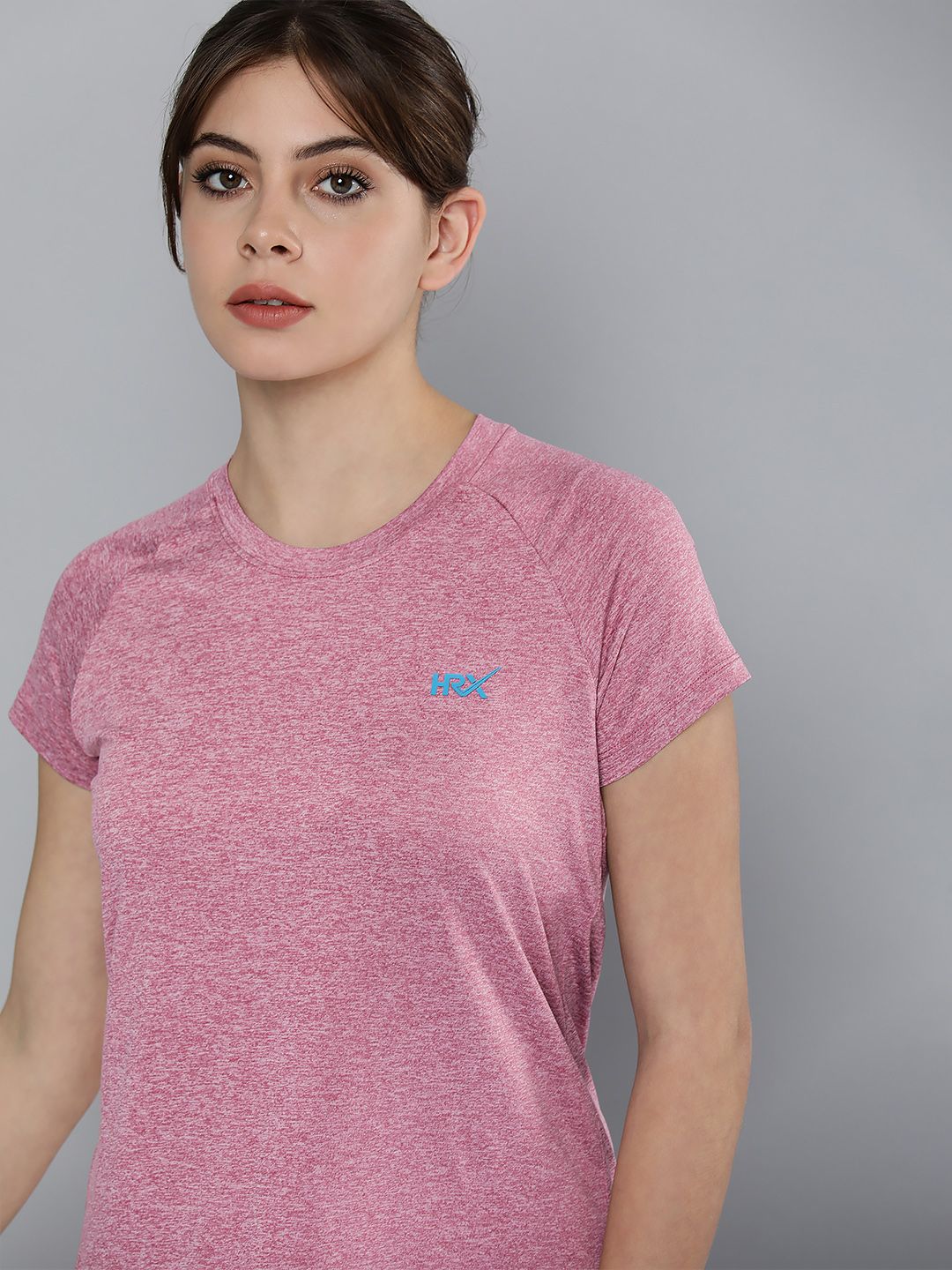 HRX by Hrithik Roshan Women Pink Brand Logo Print Rapid-Dry Running T-shirt Price in India