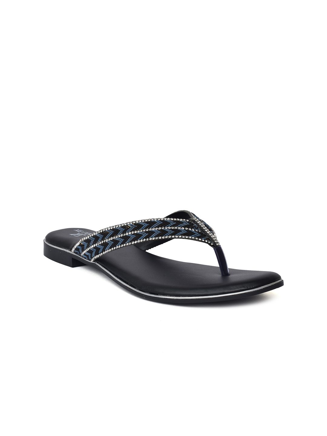 XE LOOKS Women Black Printed Open Toe Flats Price in India
